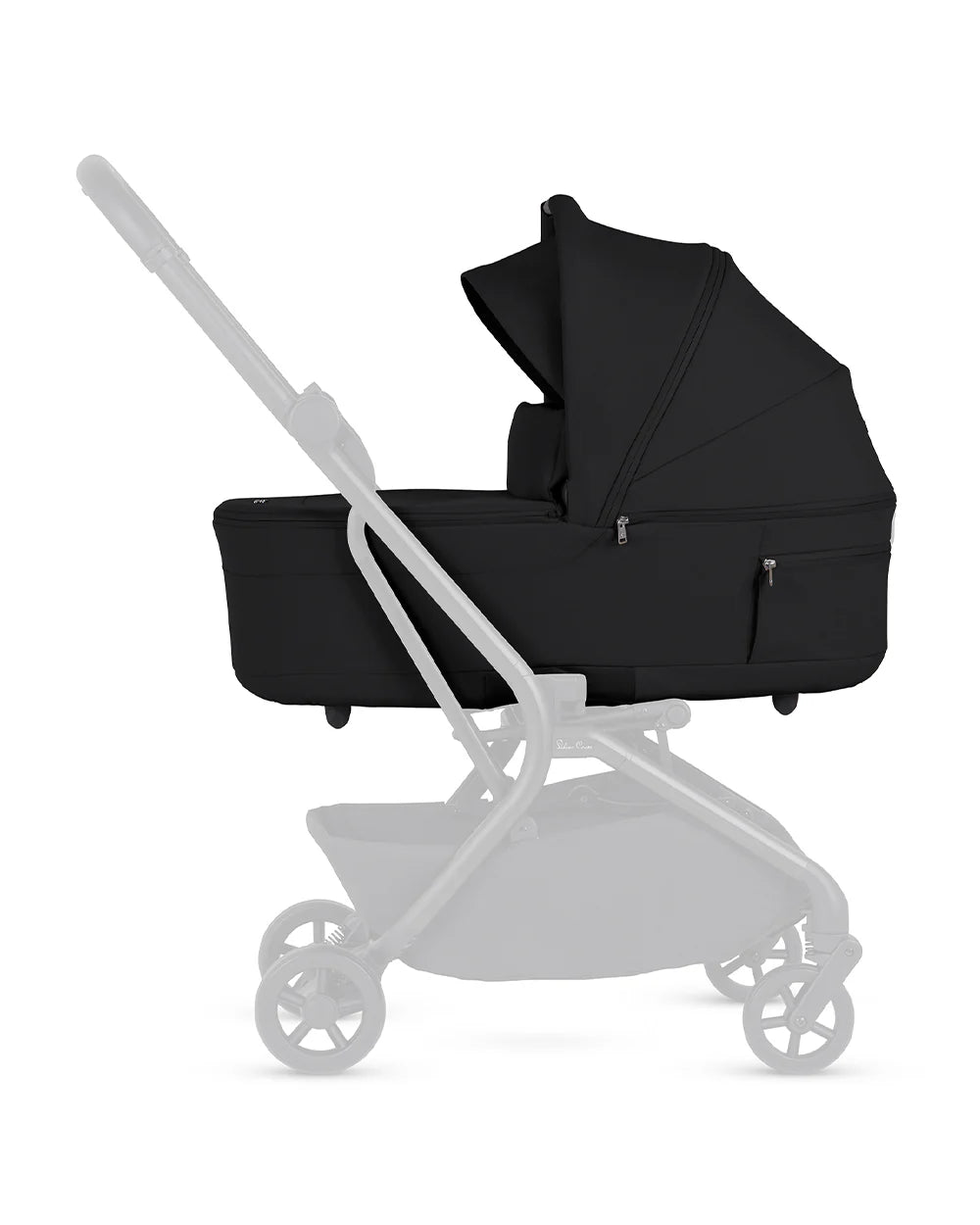 Silver Cross Nia-World's First & Only Cabin Approved Carry Cot (When Attached To Stroller)-Folds With the Stroller-No Adapters Required-Extendable & UPF 50+ Canopy-For 0 to 6M (Upto 9 kg)-Onyx