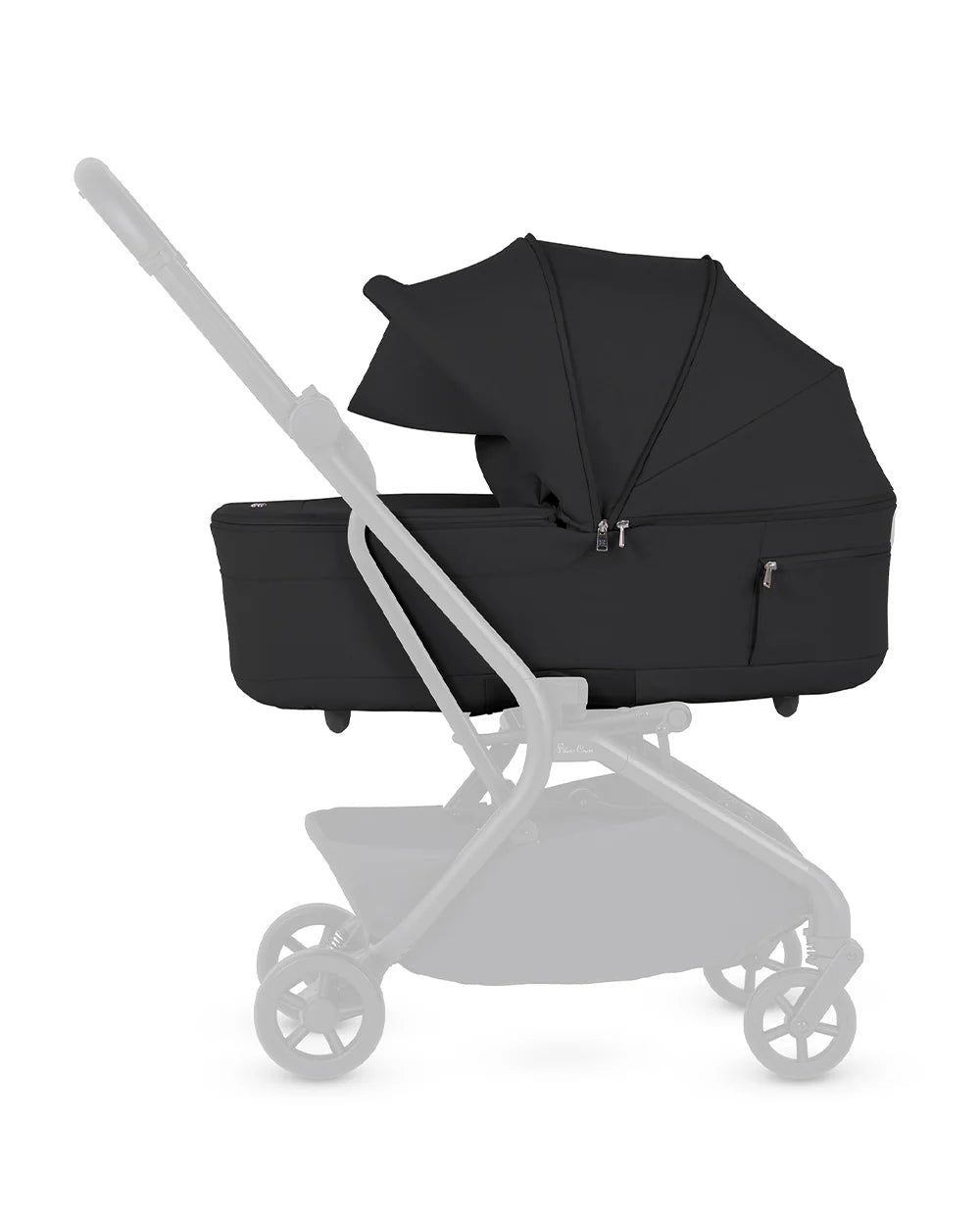 Silver Cross Nia-World's First & Only Cabin Approved Carry Cot (When Attached To Stroller)-Folds With the Stroller-No Adapters Required-Extendable & UPF 50+ Canopy-For 0 to 6M (Upto 9 kg)-Onyx