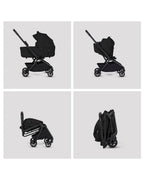 Silver Cross Nia-World's First & Only Cabin Approved Carry Cot (When Attached To Stroller)-Folds With the Stroller-No Adapters Required-Extendable & UPF 50+ Canopy-For 0 to 6M (Upto 9 kg)-Onyx