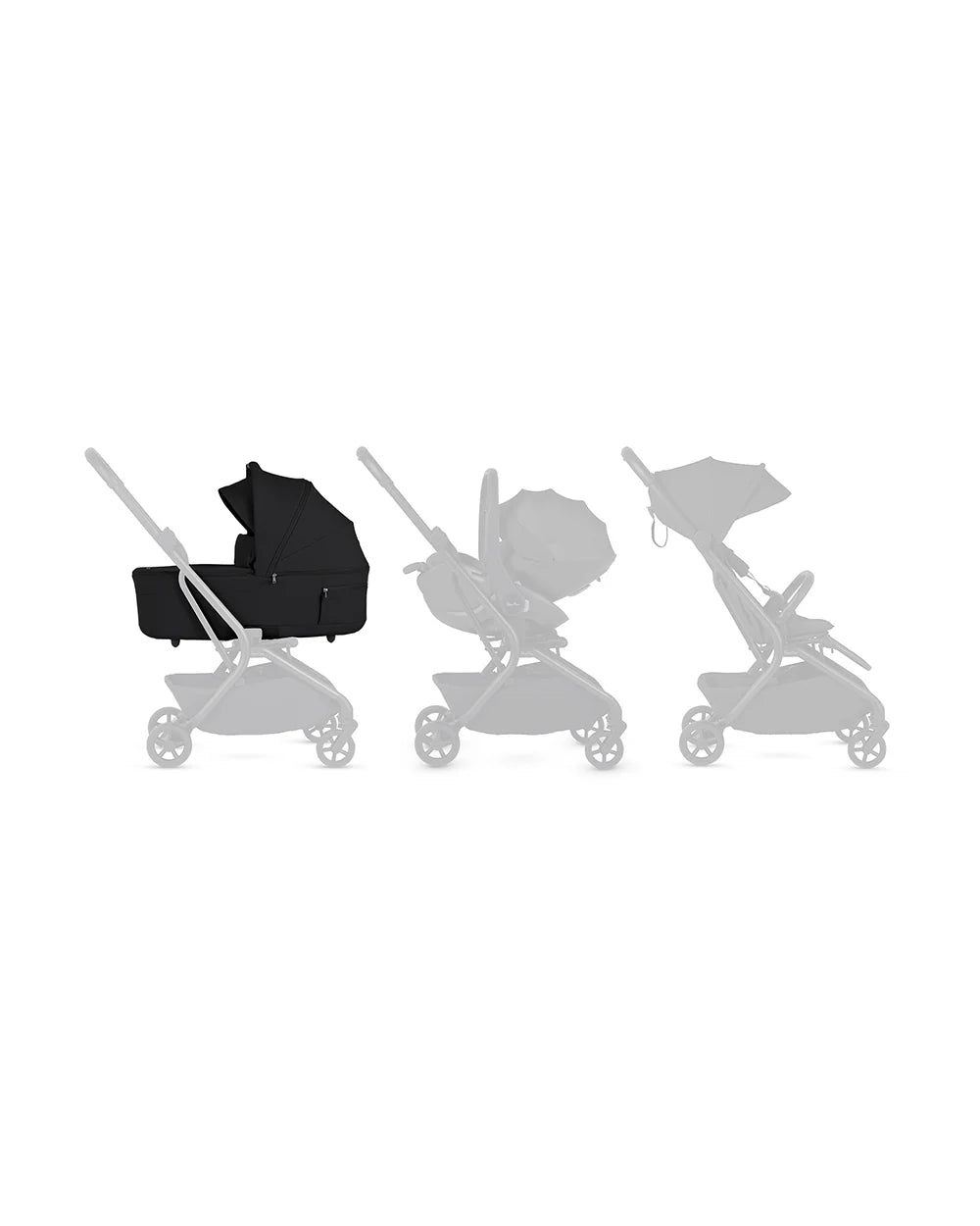 Silver Cross Nia-World's First & Only Cabin Approved Carry Cot (When Attached To Stroller)-Folds With the Stroller-No Adapters Required-Extendable & UPF 50+ Canopy-For 0 to 6M (Upto 9 kg)-Onyx