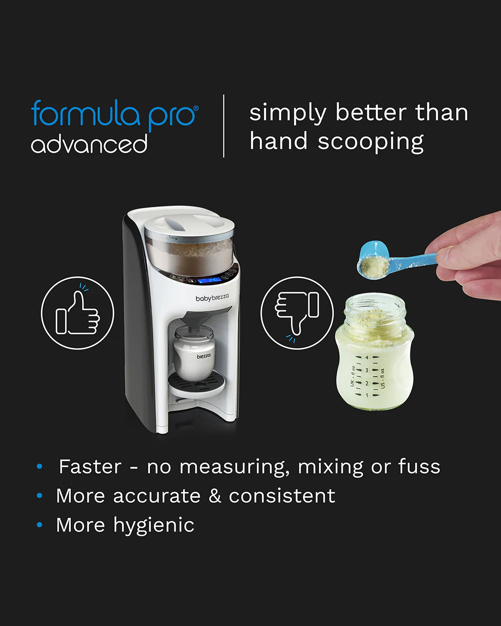Baby Brezza Formula Pro Advanced Formula Dispenser-Instant Warm Formula with 3 Temperature Settings-Adjustable Serving Size(60-300 ml)-Accurate Mixing-Airtight Formula Storage-Removable and Dishwasher Safe Water Tank