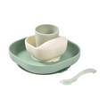 Beaba Silicone 4 Piece Baby Meal Set – Suction Plate, Suction Bowl, Anti-Slip Cup & 2nd Stage Spoon, Non-Slip, Unbreakable, Ergonomic Design, Easy to Clean, BPA-Free Baby Feeding Set for Mess-Free Mealtime Essentials, 4M+ - Sage Green