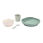 Beaba Silicone 4 Piece Baby Meal Set – Suction Plate, Suction Bowl, Anti-Slip Cup & 2nd Stage Spoon, Non-Slip, Unbreakable, Ergonomic Design, Easy to Clean, BPA-Free Baby Feeding Set for Mess-Free Mealtime Essentials, 4M+ - Sage Green