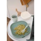 Beaba Silicone 4 Piece Baby Meal Set – Suction Plate, Suction Bowl, Anti-Slip Cup & 2nd Stage Spoon, Non-Slip, Unbreakable, Ergonomic Design, Easy to Clean, BPA-Free Baby Feeding Set for Mess-Free Mealtime Essentials, 4M+ - Sage Green