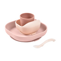 Beaba Silicone 4 Piece Baby Meal Set – Suction Plate, Suction Bowl, Anti-Slip Cup & 2nd Stage Spoon, Non-Slip, Unbreakable, Ergonomic Design, Easy to Clean, BPA-Free Baby Feeding Set for Mess-Free Mealtime Essentials, 4M+ - Cotton candy