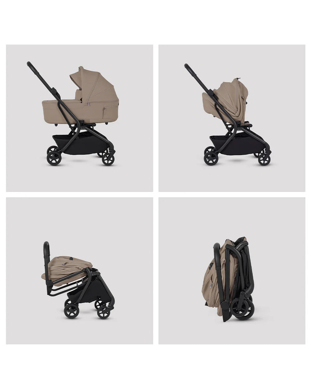 Silver Cross Nia-World's First & Only Cabin Approved Carry Cot (When Attached To Stroller)-Folds With the Stroller-No Adapters Required-Extendable & UPF 50+ Canopy-For 0 to 6M (Upto 9 kg)-Champagne