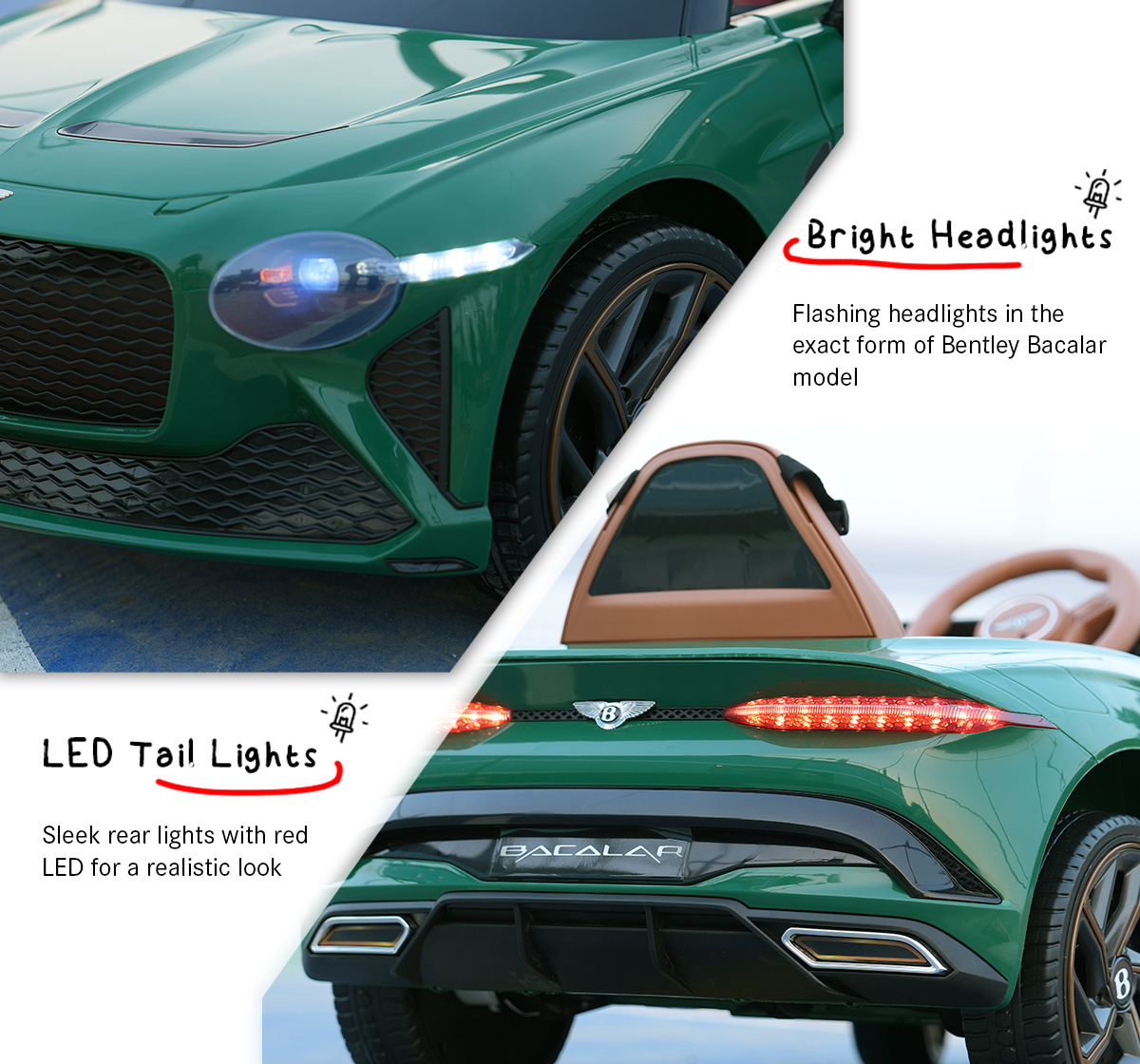 EMotorad Formula Fun BENTLEY BACALAR Kids Ride On CAR - Green