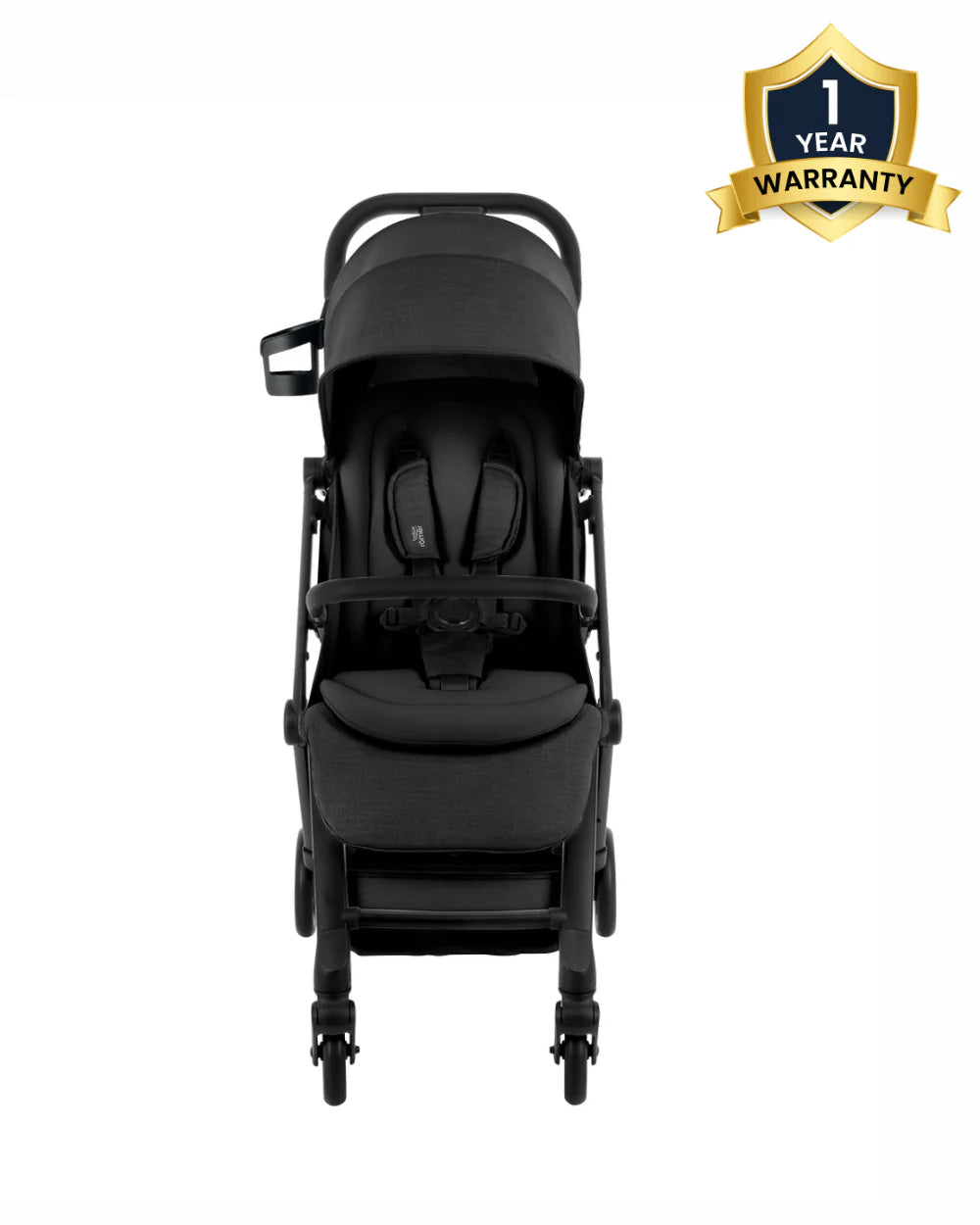 Britax Flylite Cabin Friendly Stroller-Extra Large Extendable Canopy-One Hand Fold-Flat Reclining Seat-For 0 to 4Y (Upto 22Kg)-Carbon Black