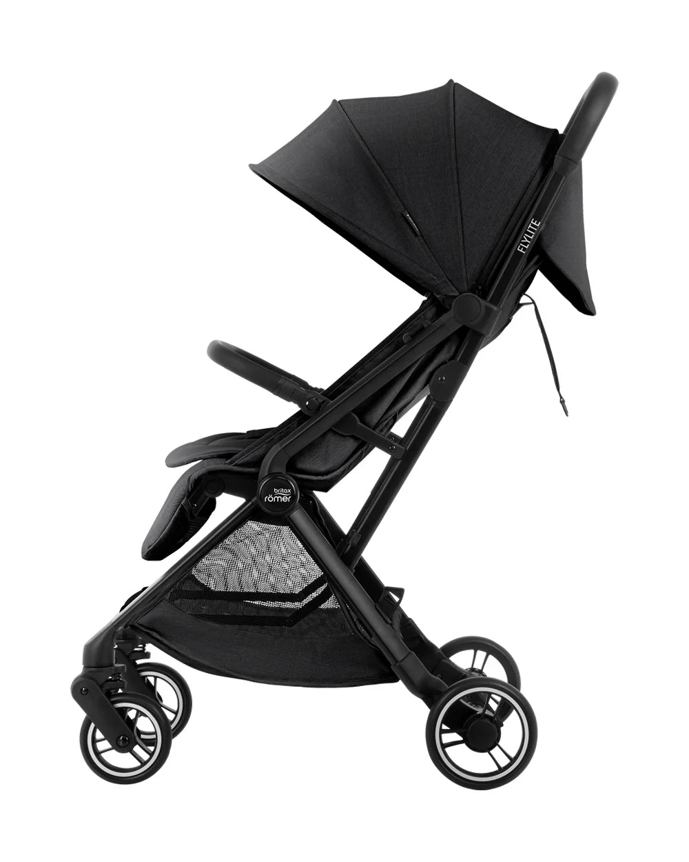 Britax Flylite Cabin Friendly Stroller-Extra Large Extendable Canopy-One Hand Fold-Flat Reclining Seat-For 0 to 4Y (Upto 22Kg)-Carbon Black
