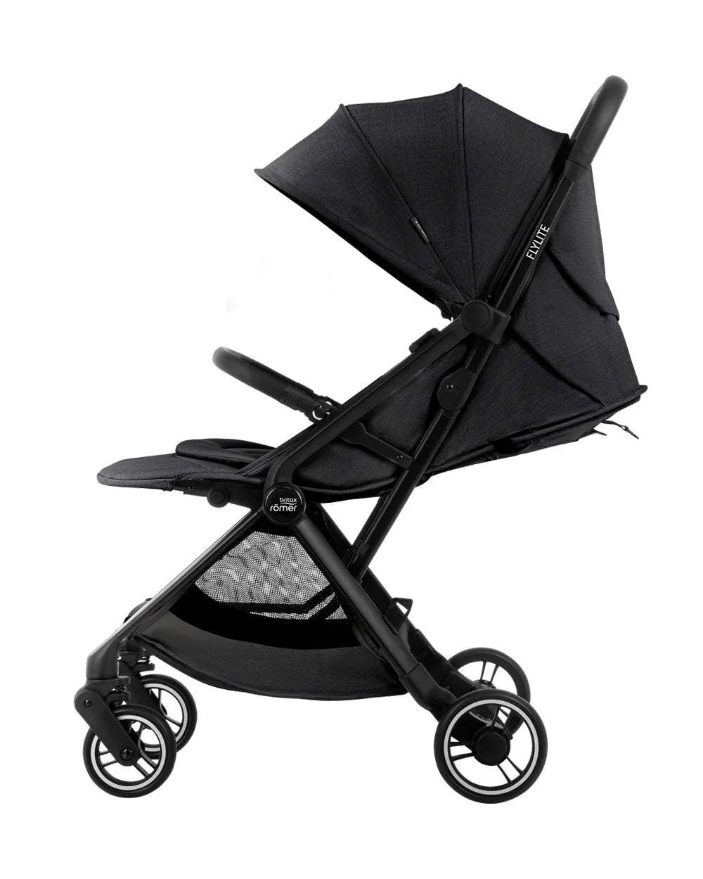 Britax Flylite Cabin Friendly Stroller-Extra Large Extendable Canopy-One Hand Fold-Flat Reclining Seat-For 0 to 4Y (Upto 22Kg)-Carbon Black