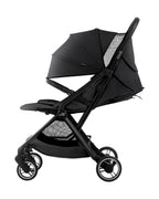 Britax Flylite Cabin Friendly Stroller-Extra Large Extendable Canopy-One Hand Fold-Flat Reclining Seat-For 0 to 4Y (Upto 22Kg)-Carbon Black