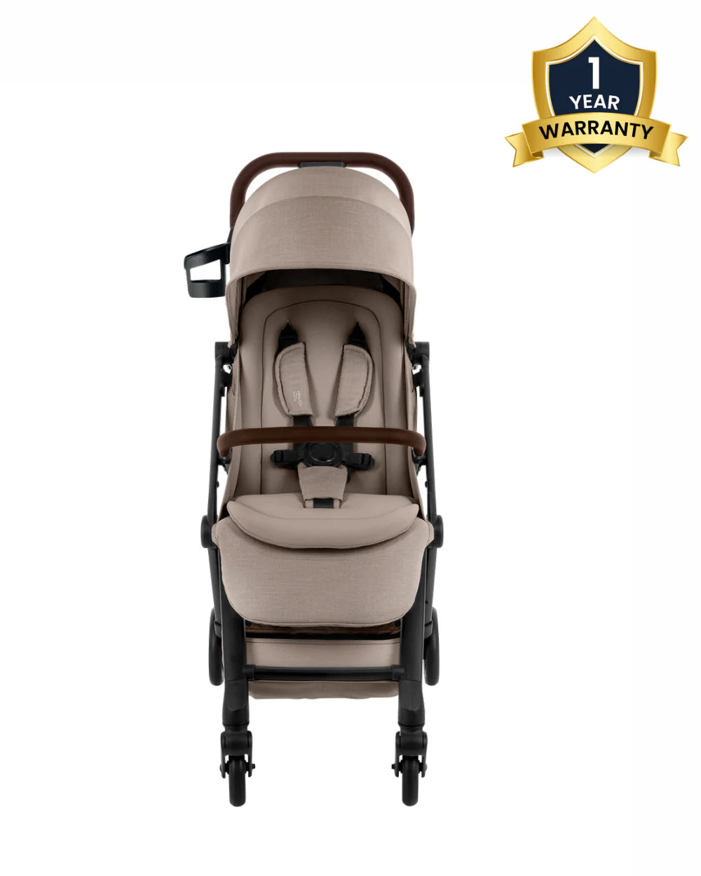 Britax Flylite Cabin Friendly Stroller-Extra Large Extendable Canopy-One Hand Fold-Flat Reclining Seat-For 0 to 4Y (Upto 22Kg)-Teak