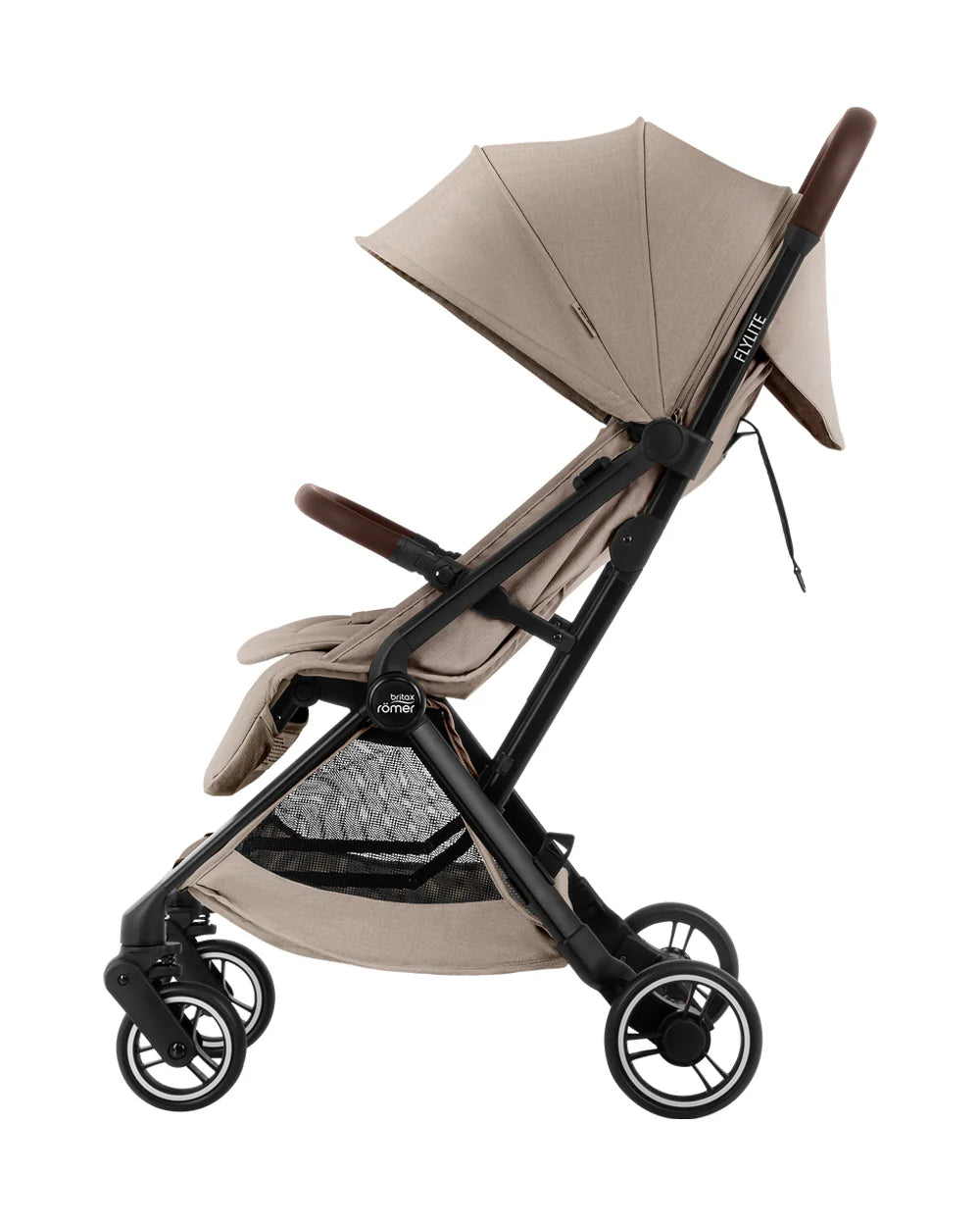 Britax Flylite Cabin Friendly Stroller-Extra Large Extendable Canopy-One Hand Fold-Flat Reclining Seat-For 0 to 4Y (Upto 22Kg)-Teak