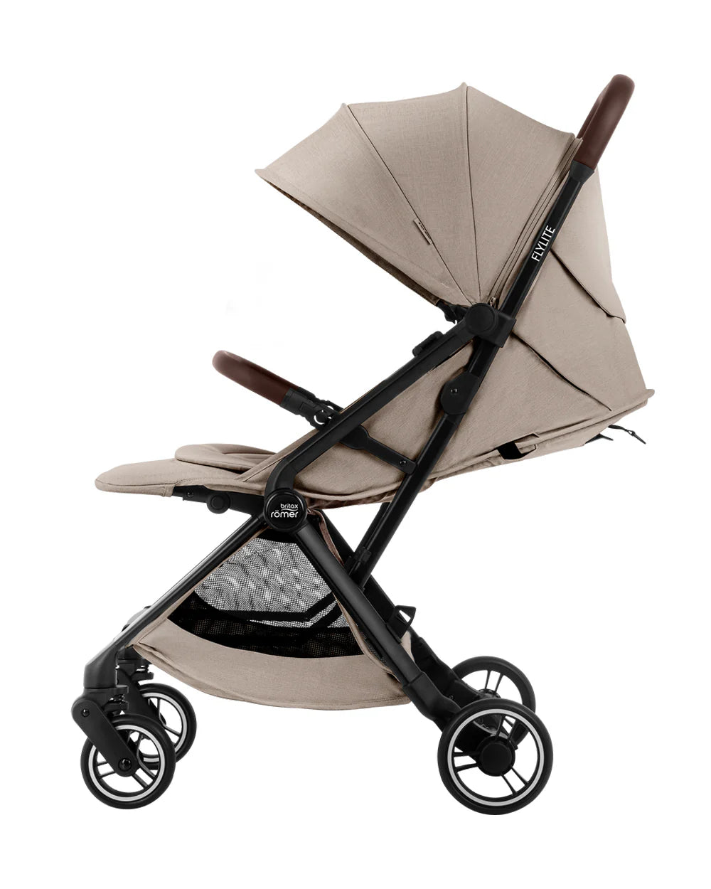 Britax Flylite Cabin Friendly Stroller-Extra Large Extendable Canopy-One Hand Fold-Flat Reclining Seat-For 0 to 4Y (Upto 22Kg)-Teak