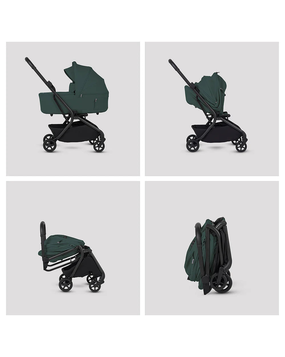 Silver Cross Nia-World's First & Only Cabin Approved Carry Cot (When Attached To Stroller)-Folds With the Stroller-No Adapters Required-Extendable & UPF 50+ Canopy-For 0 to 6M (Upto 9 kg)-Conifer