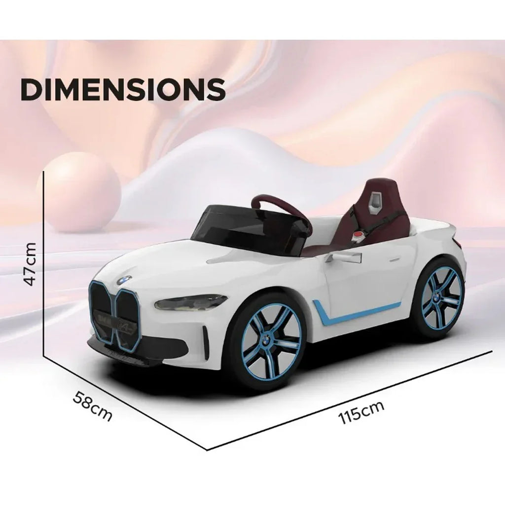 EMotorad Formula Fun BMW i4 Ride-On Car for Kids – Battery Operated with Remote Control White