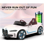 EMotorad Formula Fun BMW i4 Ride-On Car for Kids – Battery Operated with Remote Control White