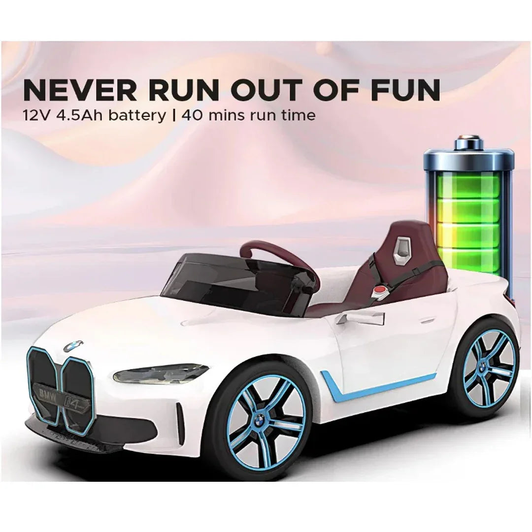 EMotorad Formula Fun BMW i4 Ride-On Car for Kids – Battery Operated with Remote Control White