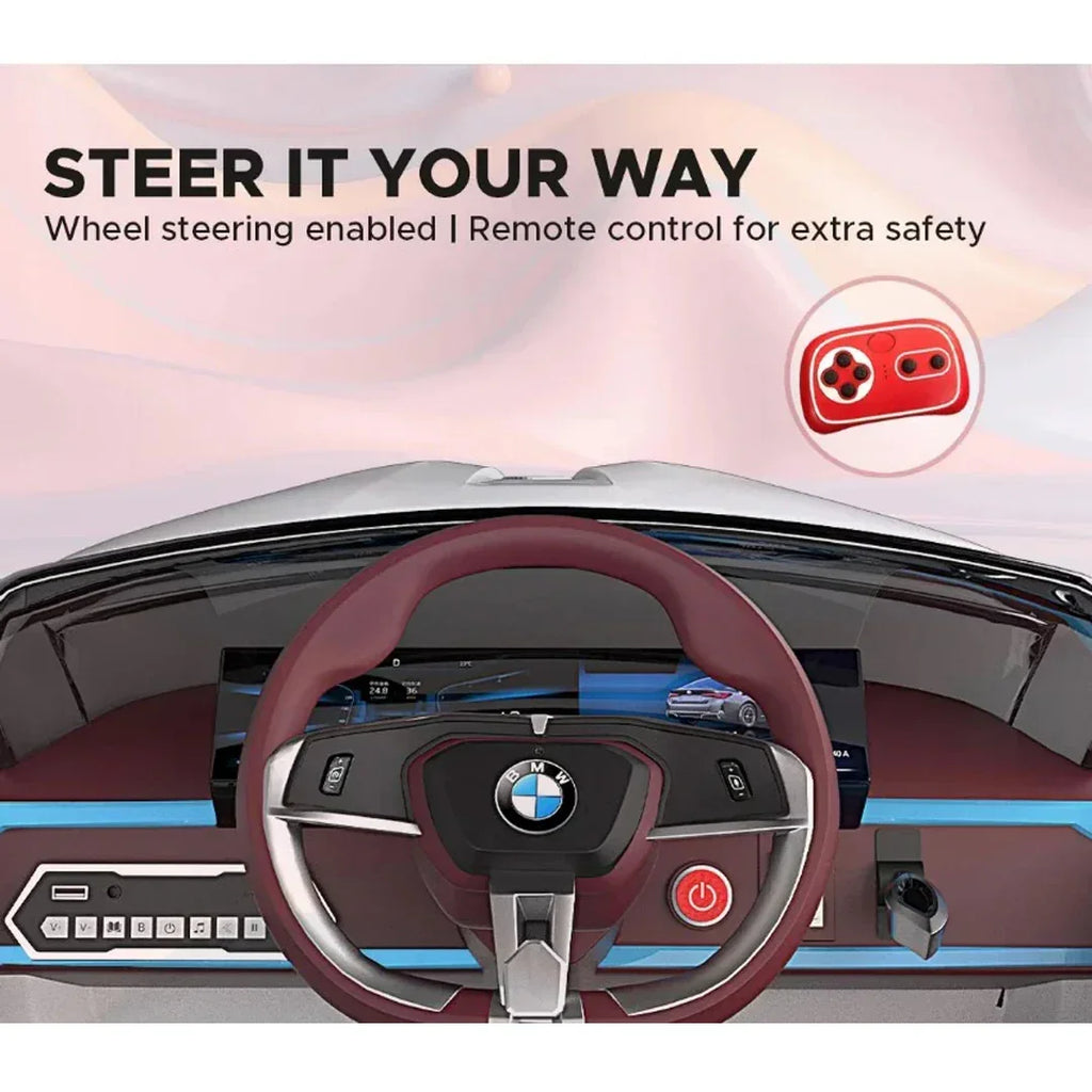 EMotorad Formula Fun BMW i4 Ride-On Car for Kids – Battery Operated with Remote Control White