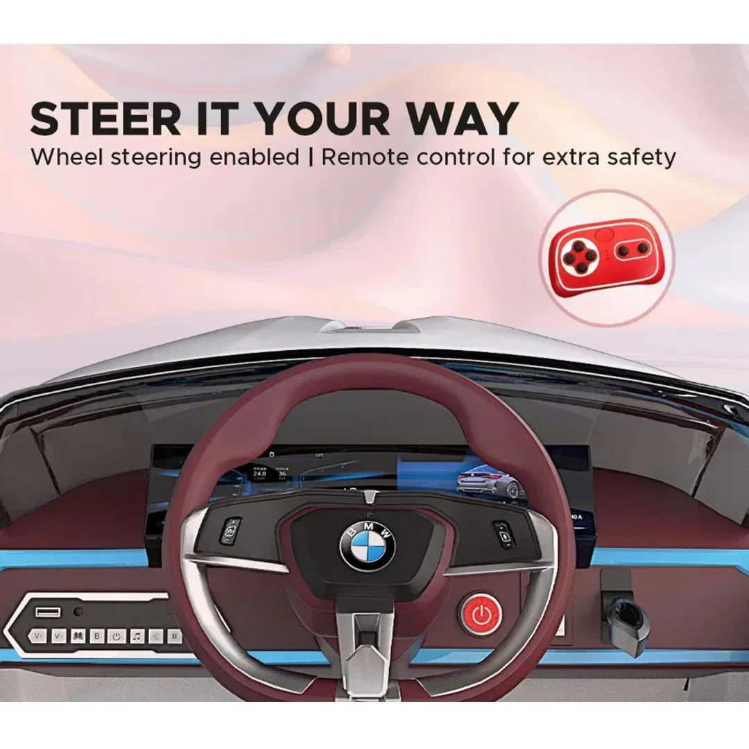 EMotorad Formula Fun BMW i4 Ride-On Car for Kids – Battery Operated with Remote Control White