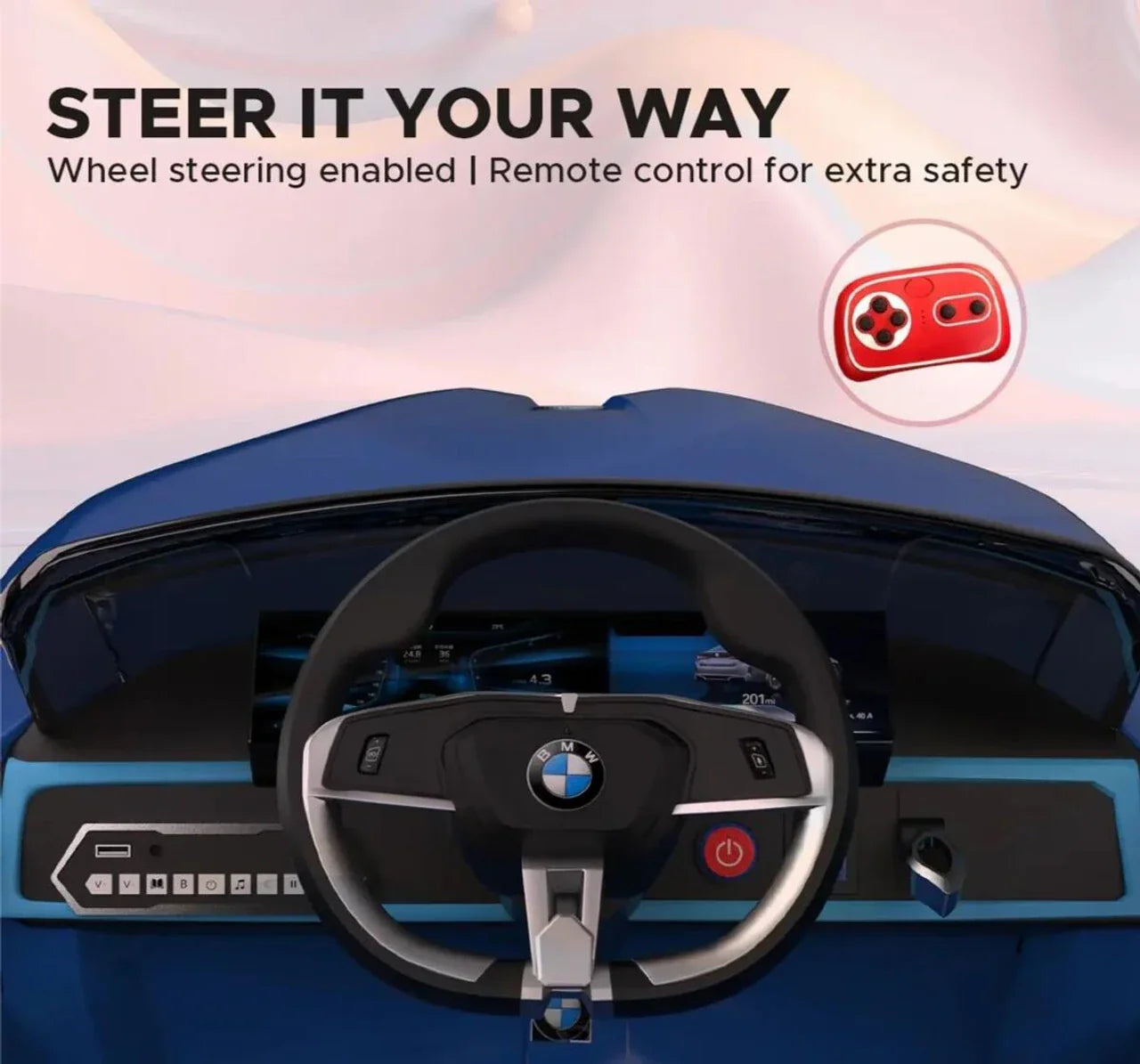 EMotorad Formula Fun BMW i4 Ride-On Car for Kids – Battery Operated with Remote Control Blue