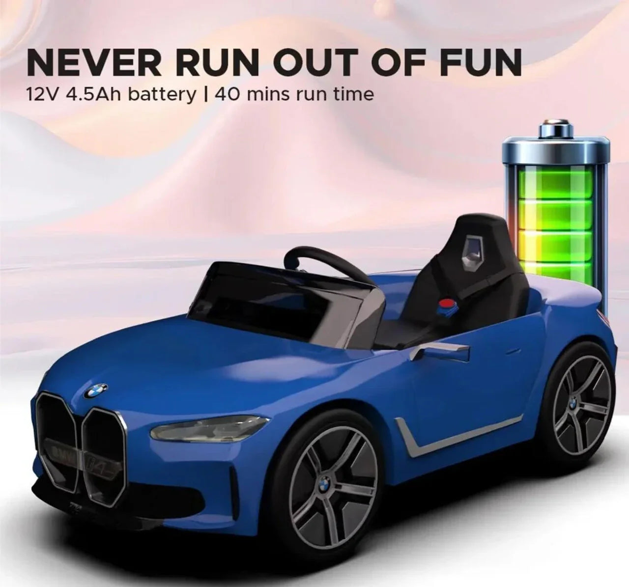 EMotorad Formula Fun BMW i4 Ride-On Car for Kids – Battery Operated with Remote Control Blue
