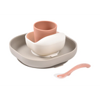 Beaba Silicone 4 Piece Baby Meal Set – Suction Plate, Suction Bowl, Anti-Slip Cup & 2nd Stage Spoon, Non-Slip, Unbreakable, Ergonomic Design, Easy to Clean, BPA-Free Baby Feeding Set for Mess-Free Mealtime Essentials, 4M+ - Terracotta