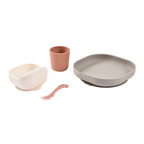 Beaba Silicone 4 Piece Baby Meal Set – Suction Plate, Suction Bowl, Anti-Slip Cup & 2nd Stage Spoon, Non-Slip, Unbreakable, Ergonomic Design, Easy to Clean, BPA-Free Baby Feeding Set for Mess-Free Mealtime Essentials, 4M+ - Terracotta