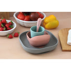 Beaba Silicone 4 Piece Baby Meal Set – Suction Plate, Suction Bowl, Anti-Slip Cup & 2nd Stage Spoon, Non-Slip, Unbreakable, Ergonomic Design, Easy to Clean, BPA-Free Baby Feeding Set for Mess-Free Mealtime Essentials, 4M+ - Mineral