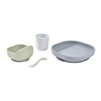 Beaba Silicone 4 Piece Baby Meal Set – Suction Plate, Suction Bowl, Anti-Slip Cup & 2nd Stage Spoon, Non-Slip, Unbreakable, Ergonomic Design, Easy to Clean, BPA-Free Baby Feeding Set for Mess-Free Mealtime Essentials, 4M+ - Pebble