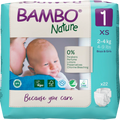 Bambo Nature Premium Baby Tape Diapers for New Born Baby, XS Size (2-4 Kgs) - Super Absorbent, Breathable, Extra Soft, Dermatologically Tested, Hypoallergenic Nappies With A Wetness Indicator, 22 Count