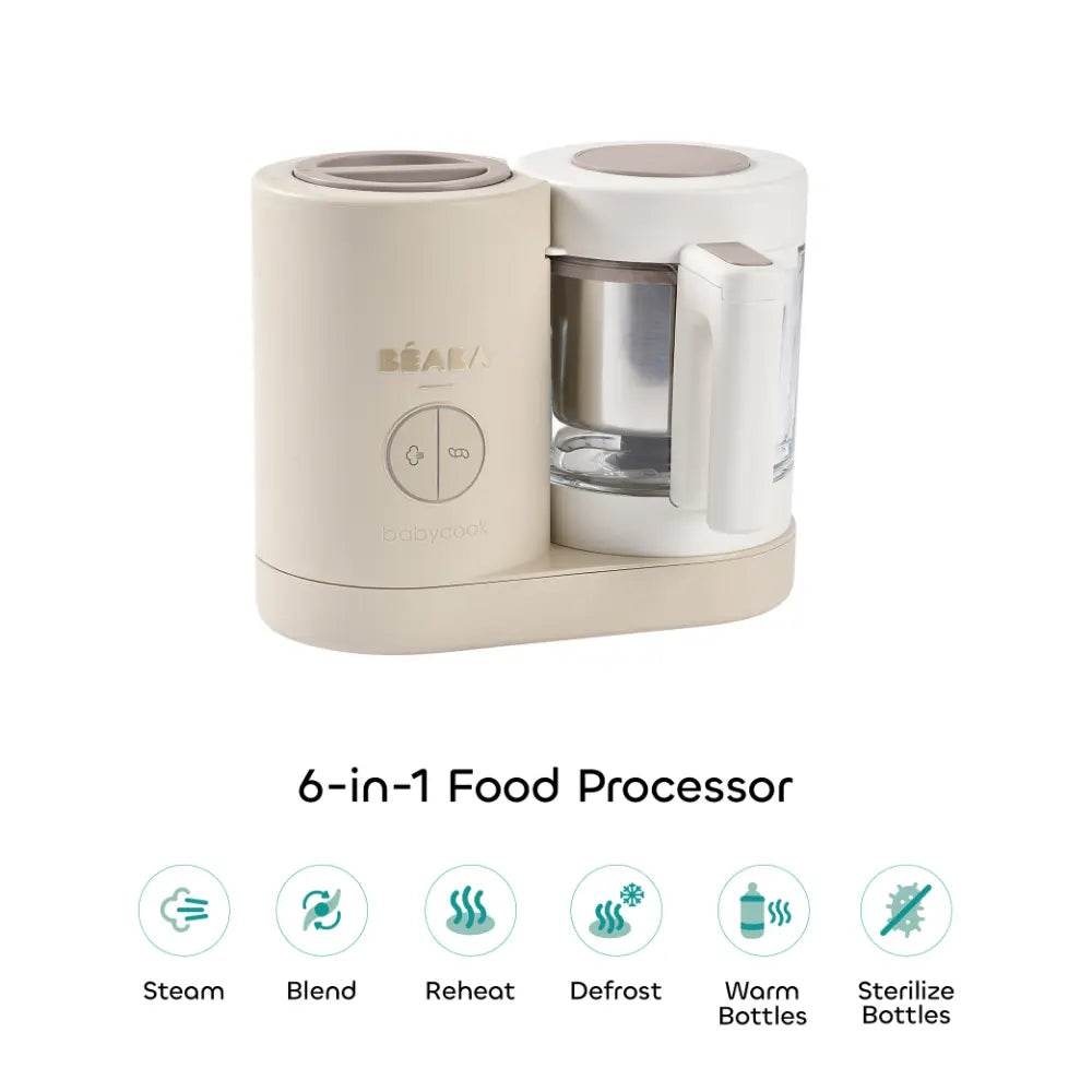 Beaba Babycook Neo - 6 In 1 Baby Food Maker, Blender, Steamer, Cooker & Sterilizer, Auto Shut-off Portable Baby Food Processor, Puree Maker and Warmer 0m+ : Clay