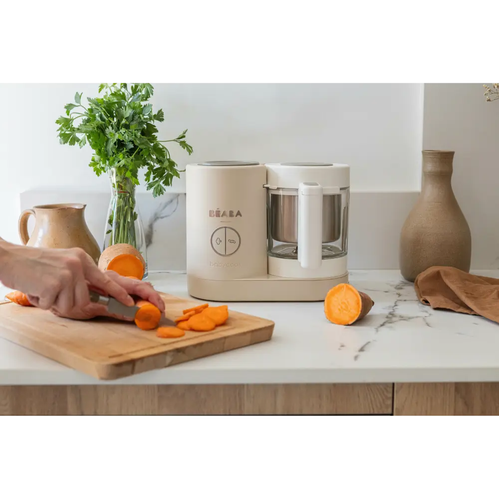 Beaba Babycook Neo - 6 In 1 Baby Food Maker, Blender, Steamer, Cooker & Sterilizer, Auto Shut-off Portable Baby Food Processor, Puree Maker and Warmer 0m+ : Clay
