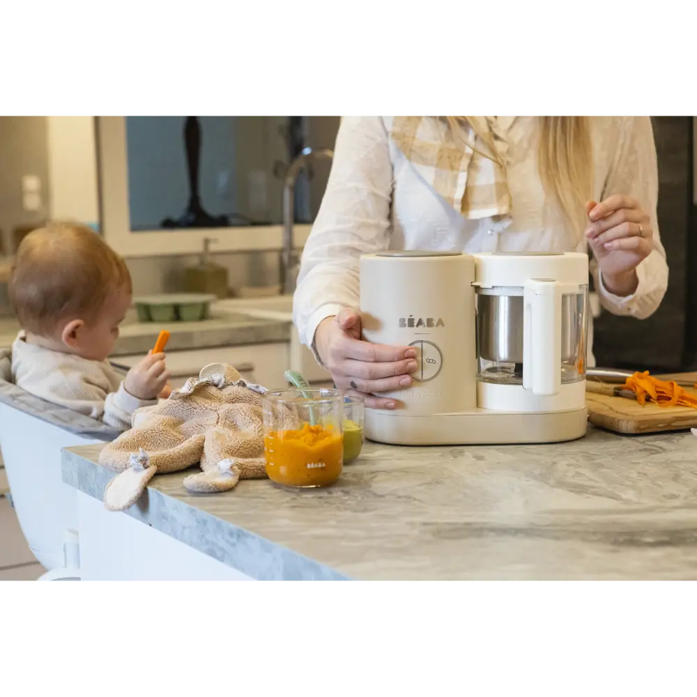 Beaba Babycook Neo - 6 In 1 Baby Food Maker, Blender, Steamer, Cooker & Sterilizer, Auto Shut-off Portable Baby Food Processor, Puree Maker and Warmer 0m+ : Clay