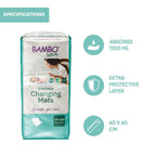 Bambo Nature Premium Baby Disposable Changing Mats, Ultra Soft For Comfort, Ultra Absorbent, Bed Wetting Leakage Protection, Skin Friendly, Dermatologically Approved, Absorbs Up to 1300ml, 60x60cm, Pack of 10