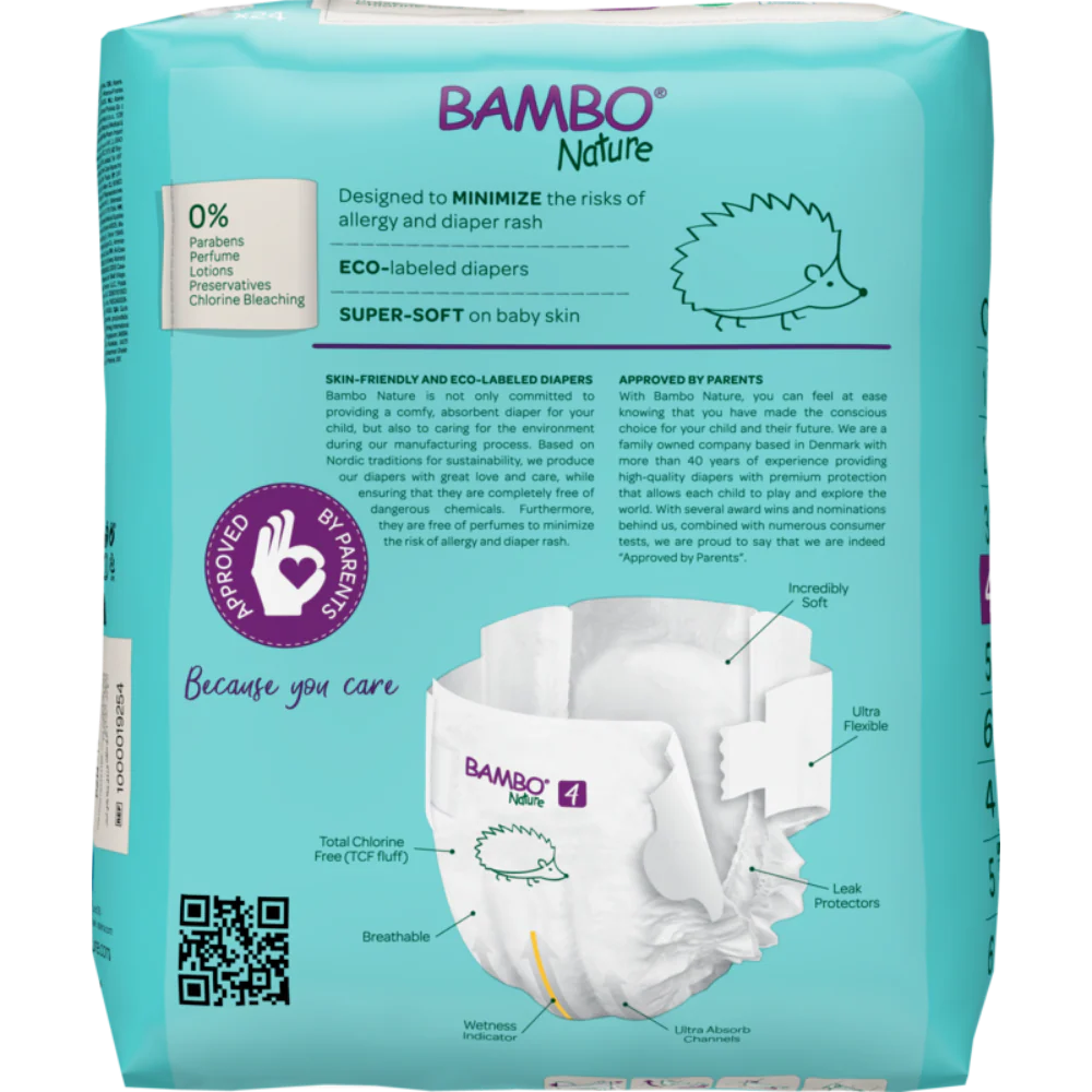 Bambo Nature Premium Baby Tape Diapers for Babies, Large Size (7-14 Kgs), Super Absorbent, Breathable, Extra Soft, Dermatologically Tested, Hypoallergenic Infant Nappies With Wetness Indicator