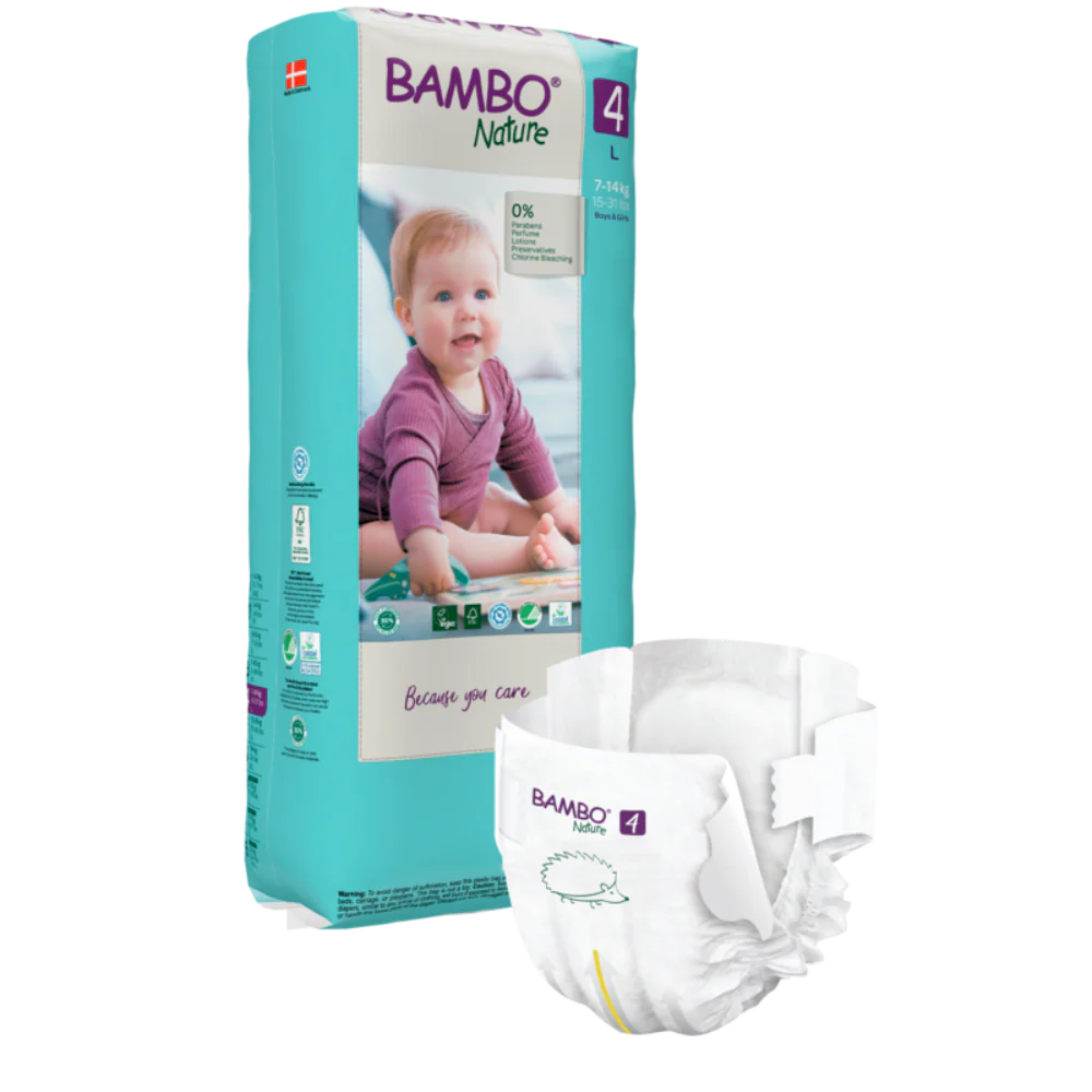 Bambo Nature Premium Baby Tape Diapers for Babies, Large Size (7-14 Kgs), Super Absorbent, Breathable, Extra Soft, Dermatologically Tested, Hypoallergenic Infant Nappies With Wetness Indicator 48counts