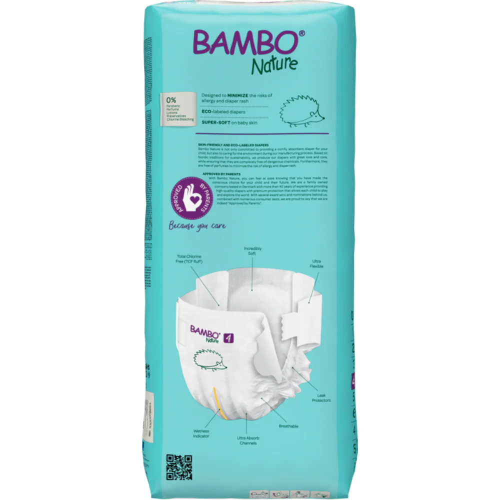 Bambo Nature Premium Baby Tape Diapers for Babies, Large Size (7-14 Kgs), Super Absorbent, Breathable, Extra Soft, Dermatologically Tested, Hypoallergenic Infant Nappies With Wetness Indicator 48counts