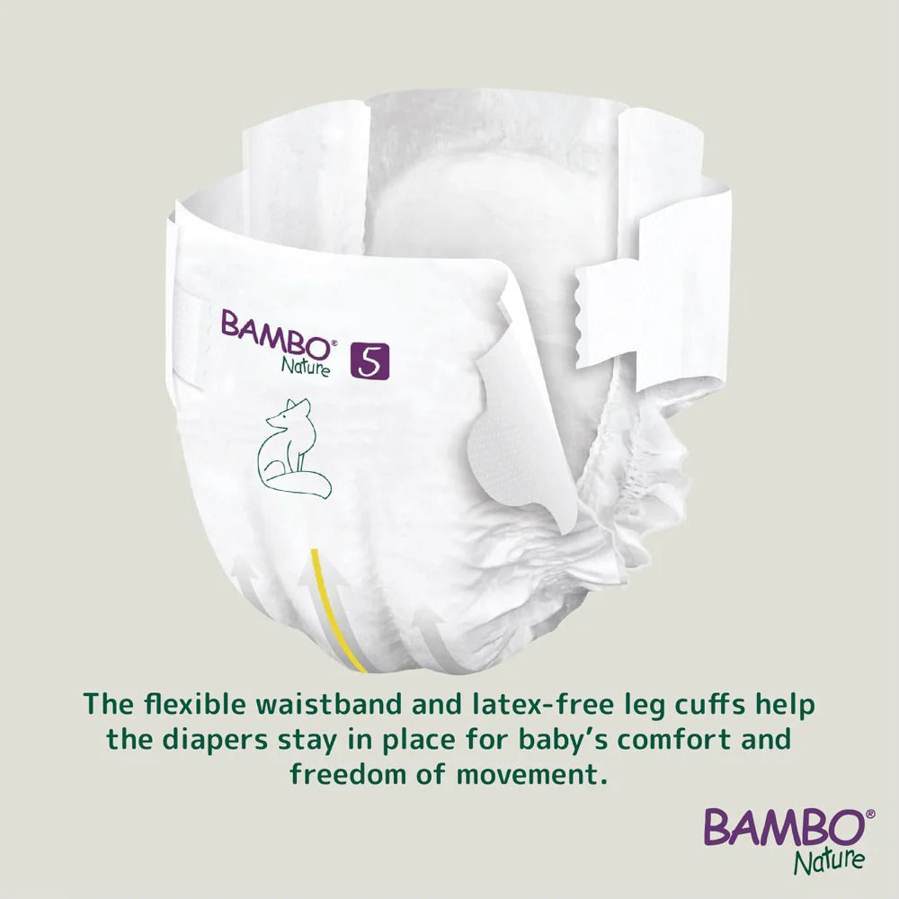 Bambo Nature Premium Baby Tape Diapers for Babies, XL Size (12-18 Kgs), Super Absorbent, Breathable, Extra Soft, Dermatologically Tested, Hypoallergenic Infant Nappies With Wetness Indicator