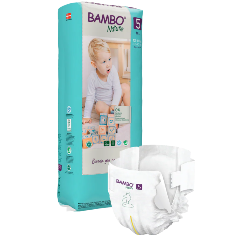 Bambo Nature Premium Baby Tape Diapers for Babies, XL Size (12-18 Kgs), Super Absorbent, Breathable, Extra Soft, Dermatologically Tested, Hypoallergenic Infant Nappies With Wetness Indicator 44counts