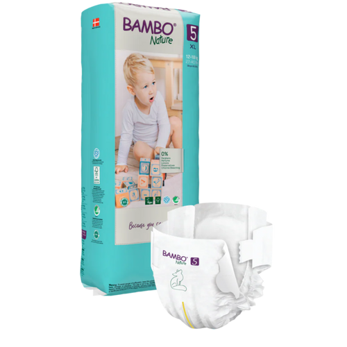 Bambo Nature Premium Baby Tape Diapers for Babies, XL Size (12-18 Kgs), Super Absorbent, Breathable, Extra Soft, Dermatologically Tested, Hypoallergenic Infant Nappies With Wetness Indicator 44counts