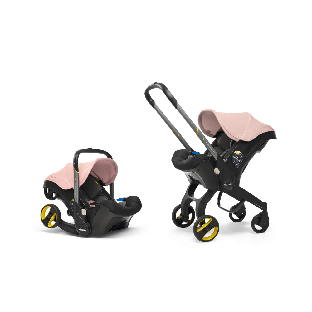 Doona+ Baby Car Seat & Travel Stroller - Convertible Infant Car Seat, Carry Cot and Pram with 5 Point Safety Harness, Ergonomic Pushchair and Travel System (ISOFIX Base Sold Separately)- Blush Pink