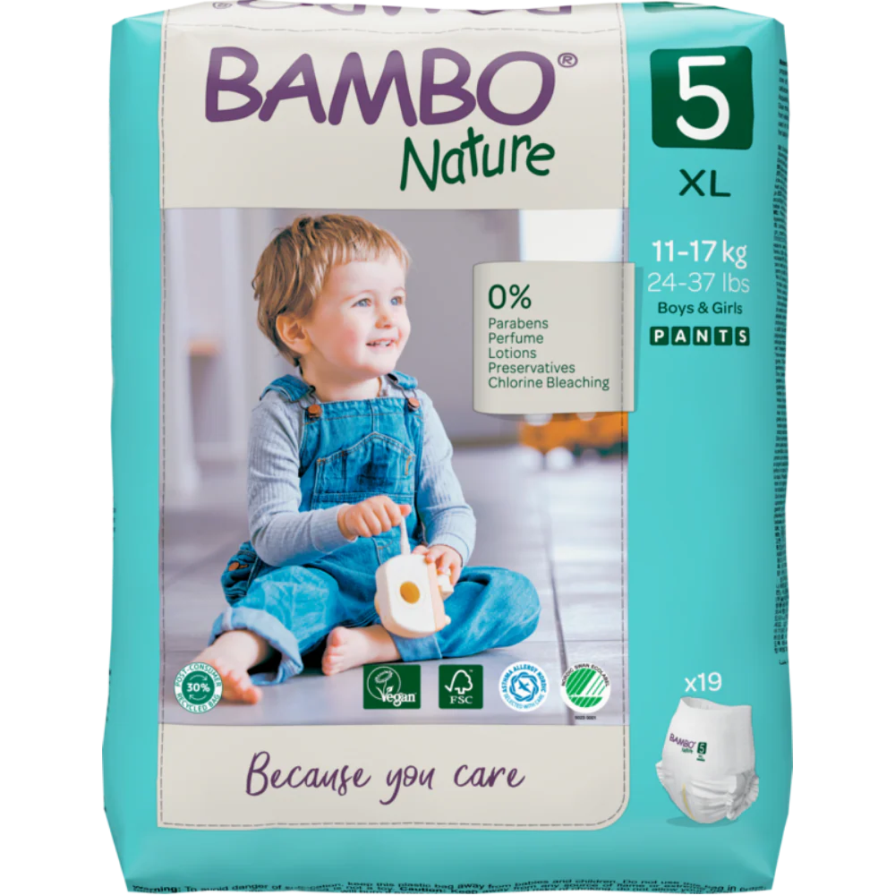 Bambo Nature Premium Baby Pants Diapers for Babies, XL Size (11-17 Kgs), Super Absorbent, Breathable, Extra Soft, Dermatologically Tested, Hypoallergenic Infant Nappies With Wetness Indicator