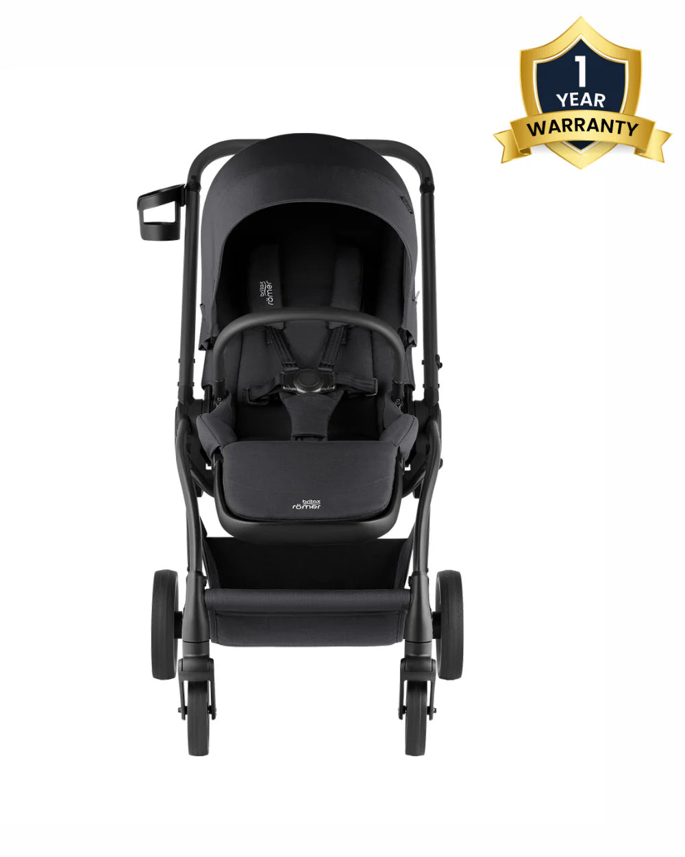 Britax Rio Lightweight Stroller-Height Adjustable Parent Handle Bar-Reversible & Flat Reclining Seat-One Hand Fold-Includes Cup Holder-For 0 to 4Y (Upto 22Kg)-Carbon Black