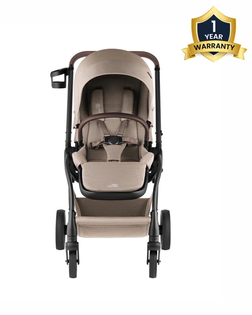 Britax Rio Lightweight Stroller-Height Adjustable Parent Handle Bar-Reversible & Flat Reclining Seat-One Hand Fold-Includes Cup Holder-For 0 to 4Y (Upto 22Kg)-Teak