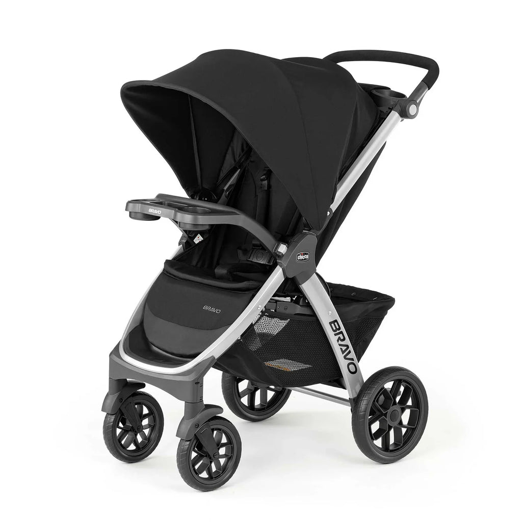 Chicco Bravo Quick Fold Baby Stroller-3 Positions Adjustable Parent Handle Bar-One Hand Fold-With Parent & Child Tray-6 Months Warranty-Pram for 0 to 4Y (Upto 22 Kg)-Black