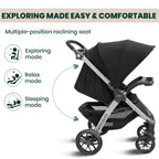 Chicco Bravo Quick Fold Baby Stroller-3 Positions Adjustable Parent Handle Bar-One Hand Fold-With Parent & Child Tray-6 Months Warranty-Pram for 0 to 4Y (Upto 22 Kg)-Black