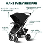 Chicco Bravo Quick Fold Baby Stroller-3 Positions Adjustable Parent Handle Bar-One Hand Fold-With Parent & Child Tray-6 Months Warranty-Pram for 0 to 4Y (Upto 22 Kg)-Black