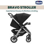 Chicco Bravo Quick Fold Baby Stroller-3 Positions Adjustable Parent Handle Bar-One Hand Fold-With Parent & Child Tray-6 Months Warranty-Pram for 0 to 4Y (Upto 22 Kg)-Black