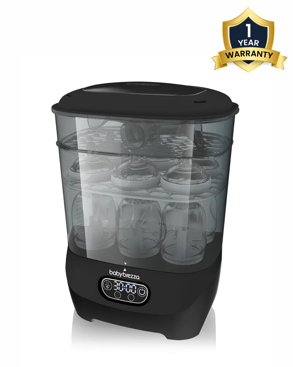 Baby Brezza Advanced Bottle Sterilizer & Dryer-Electric Steam-LCD Control Panel-8 Bottles Capacity-Black